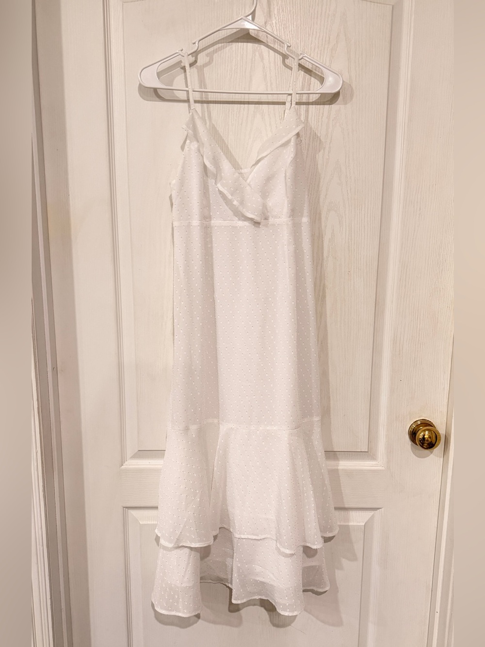 Express White Spaghetti Strap Ruffle Maxi Dress